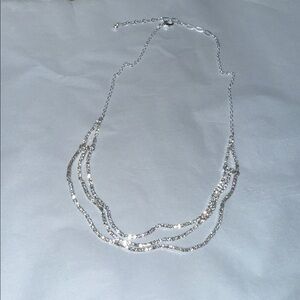 Elegant Silver color layered, adjustable necklace. Party, wedding or everyday.